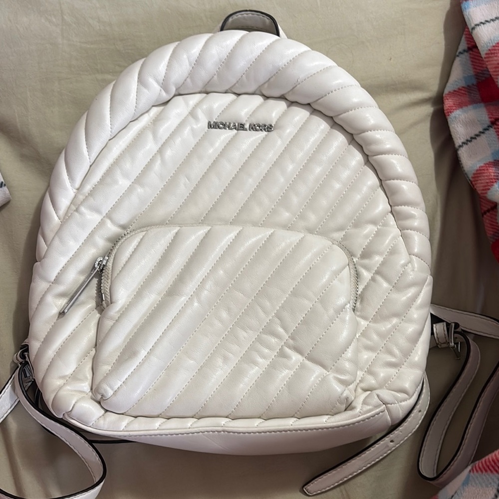 Michael Kors White Quilted Backpack